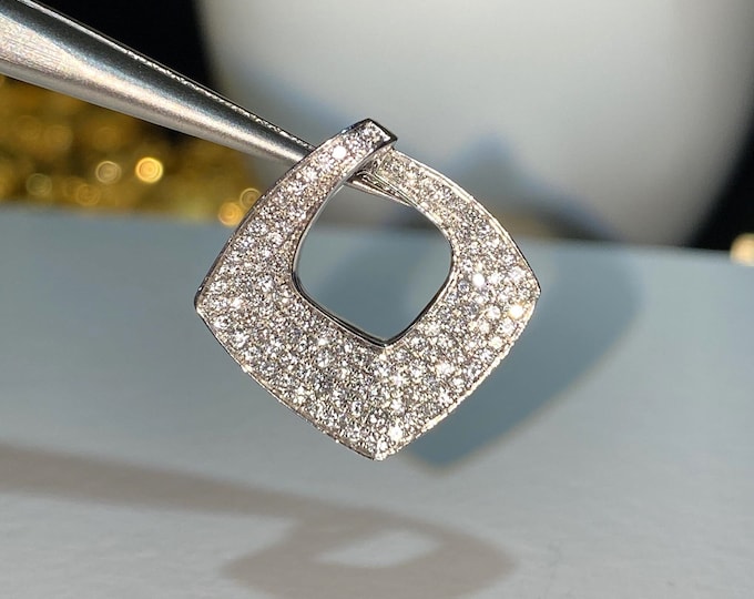 Vintage 18K 750 White Gold Diamond Pendant.