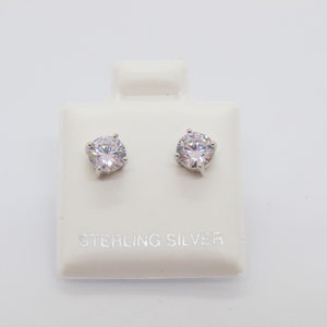 Vintage Sterling Silver White Topaz Stud Earrings 5MM