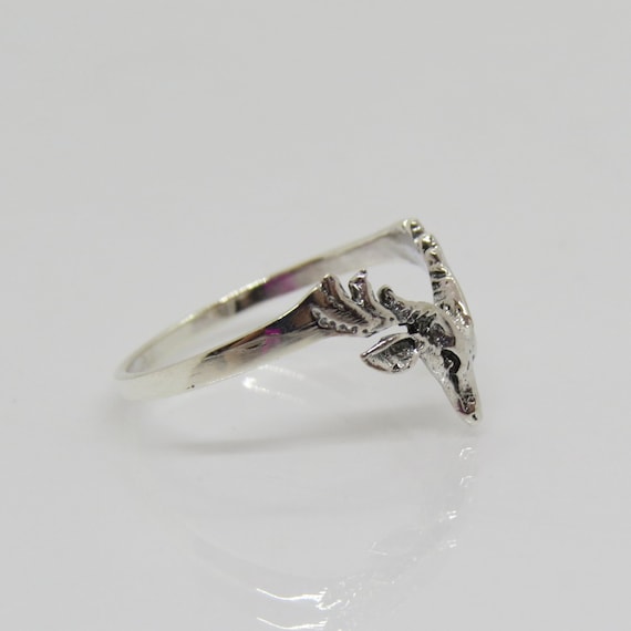 Vintage Sterling Silver Deer Ring Size 7 - image 4