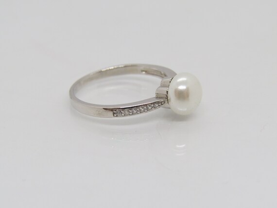 Vintage Sterling Silver Natural White Pearl & Whi… - image 4