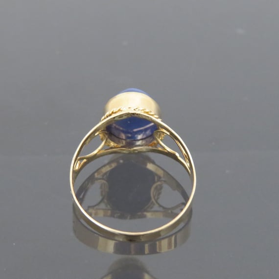 Vintage 18K Solid Yellow Gold Star Blue Sapphire … - image 3