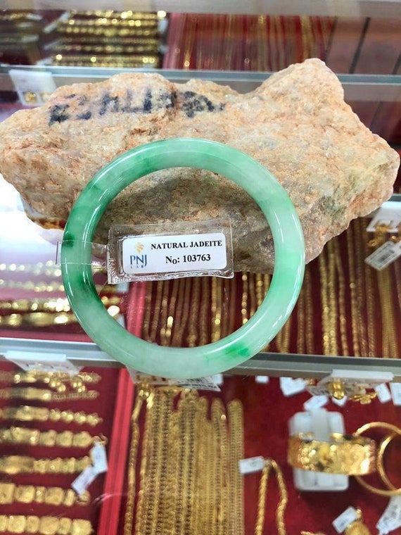 Translucent Natural Green, White Jadeite Jade Vin… - image 1