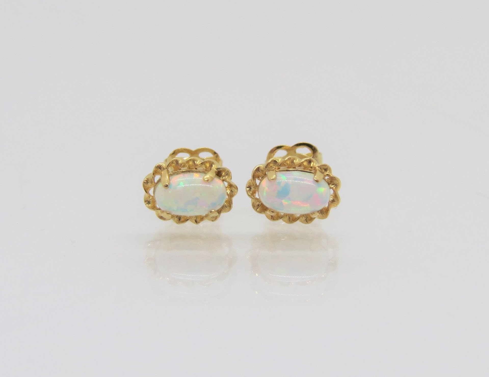 Oval Opal Earrings - Etsy