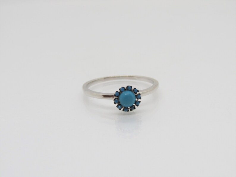 Vintage Sterling Silver Turquoise Flower Ring Size 9