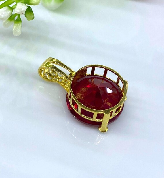 Vintage 15K 610 Solid Gold Round cut Ruby & White… - image 3