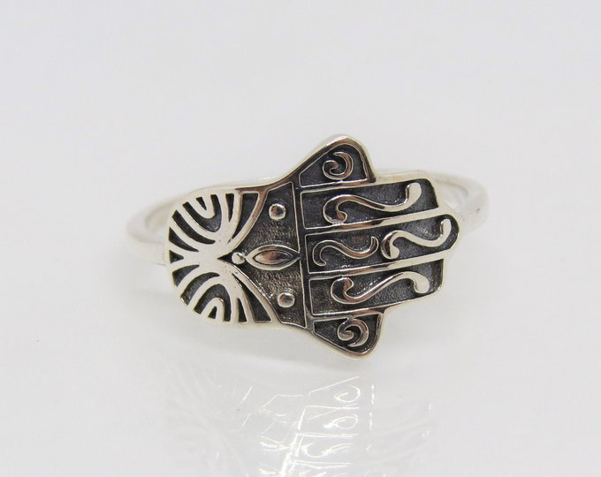 Sterling Silver Hamsa Hand Ring.
