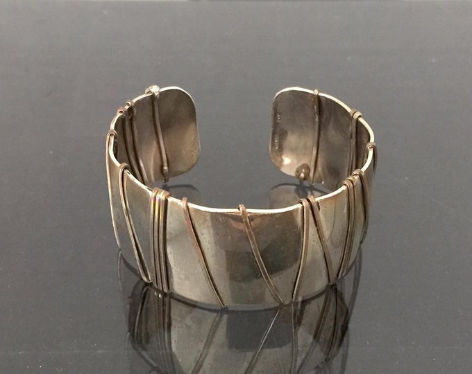 Vintage Sterling Silver Signed JOR Cuff Bracelet 6 1/2'' Length