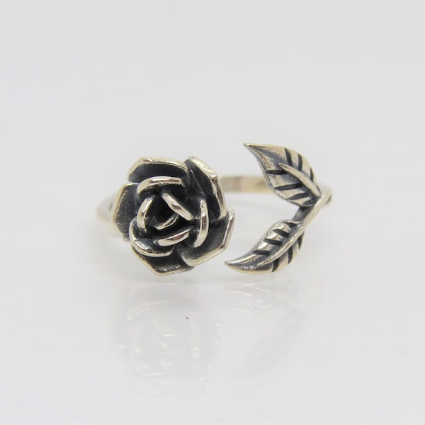 Vintage Sterling Silver Rose Flower Ring Size 7
