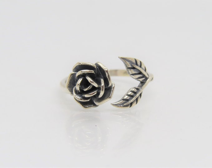 Vintage Sterling Silver Rose Flower Ring Size 7