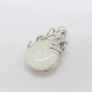 Sterling Silver White Opal Octopus Pendant