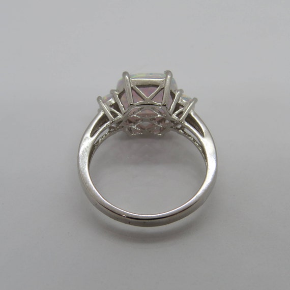 Vintage Sterling Silver White Opal Three stone Ri… - image 2