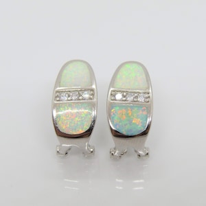 Vintage Sterling Silver White Opal & White Topaz Earrings