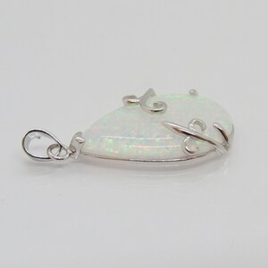 Vintage Sterling Silver White Opal Pendant image 2