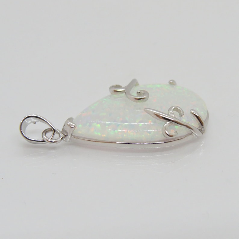 Vintage Sterling Silver White Opal Pendant image 2