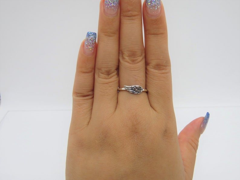 Vintage Sterling Silver Angel Wing Ring Size 7