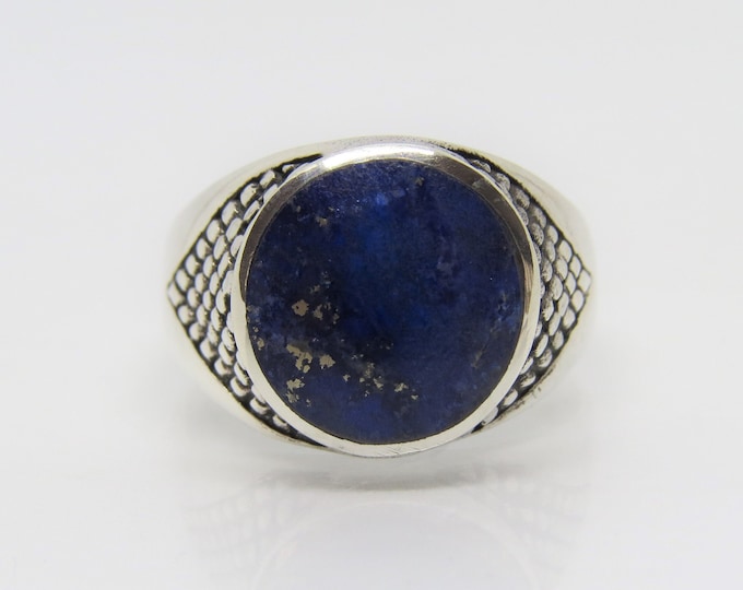 Vintage Sterling Silver Lapis Lazuli Men's Ring Size 10