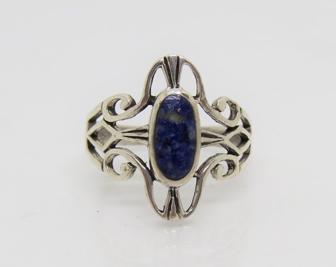 Vintage Sterling Silver Lapis Lazuli Ring Size 9.5