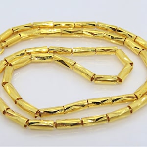 Vintage 24K 980 Pure Gold Bamboo Link Chain Necklace 18&#39;&#39; Length