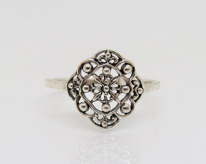 Sterling Silver Filigree Ring Size 7