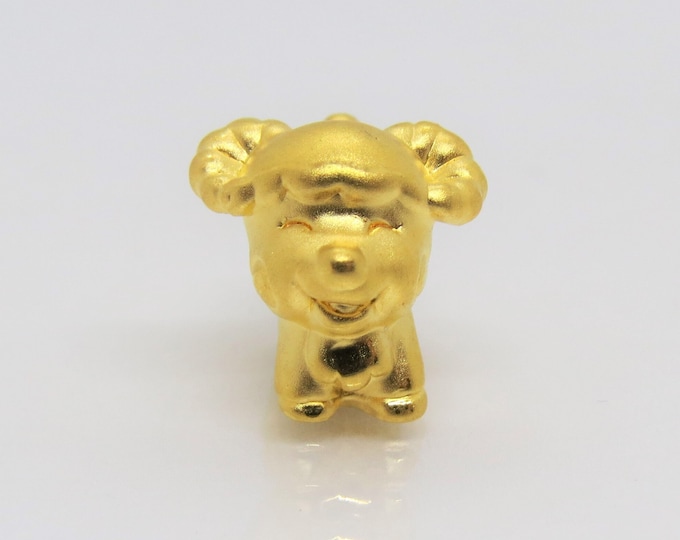 Vintage Pure 24K 9999 Gold Lovely Ram Charm Bead Pendant Make for Bracelet