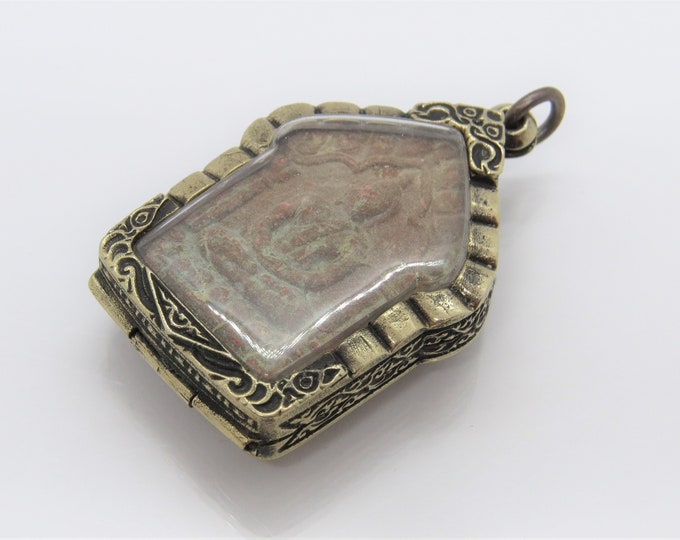 Antique Vintage Phra Khun Paen Phan L P Tim Wat Rahanrai Yunt Ha Thai Buddha amulet Silver Case Pendant