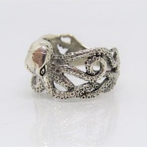 Vintage Sterling Silver Octopus Ring Size 7.75