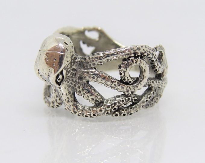 Vintage Sterling Silver Octopus Ring Size 7.75
