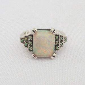 Vintage Sterling Silber Weißer Opal Verlobungsring Größe 7