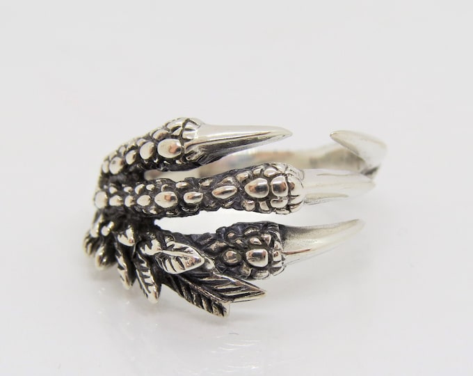 Vintage Gothic Sterling Silver Claw Ring Size 10