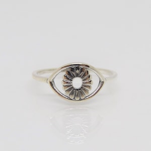 Vintage Sterling Silber Augen Blume, Evil Eye Ring Größe 7