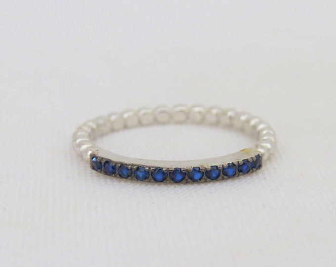 Sterling Silver Blue Sapphire Band Ring Size 7