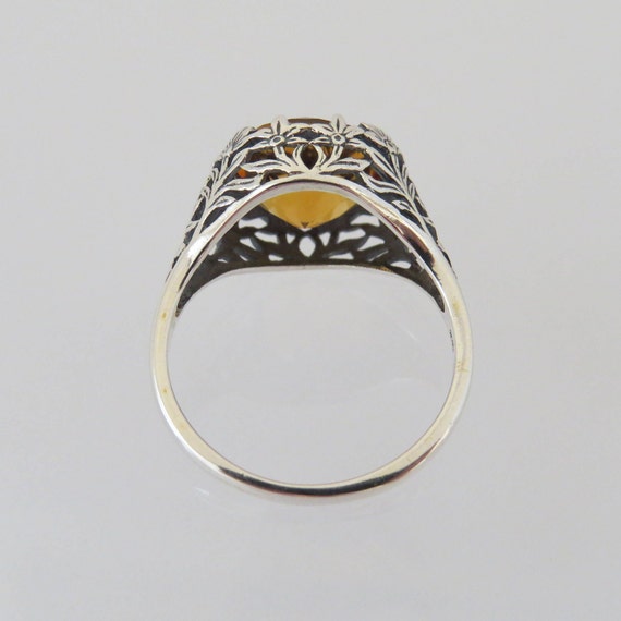 Vintage Sterling Silver Round cut Yellow Citrine … - image 2