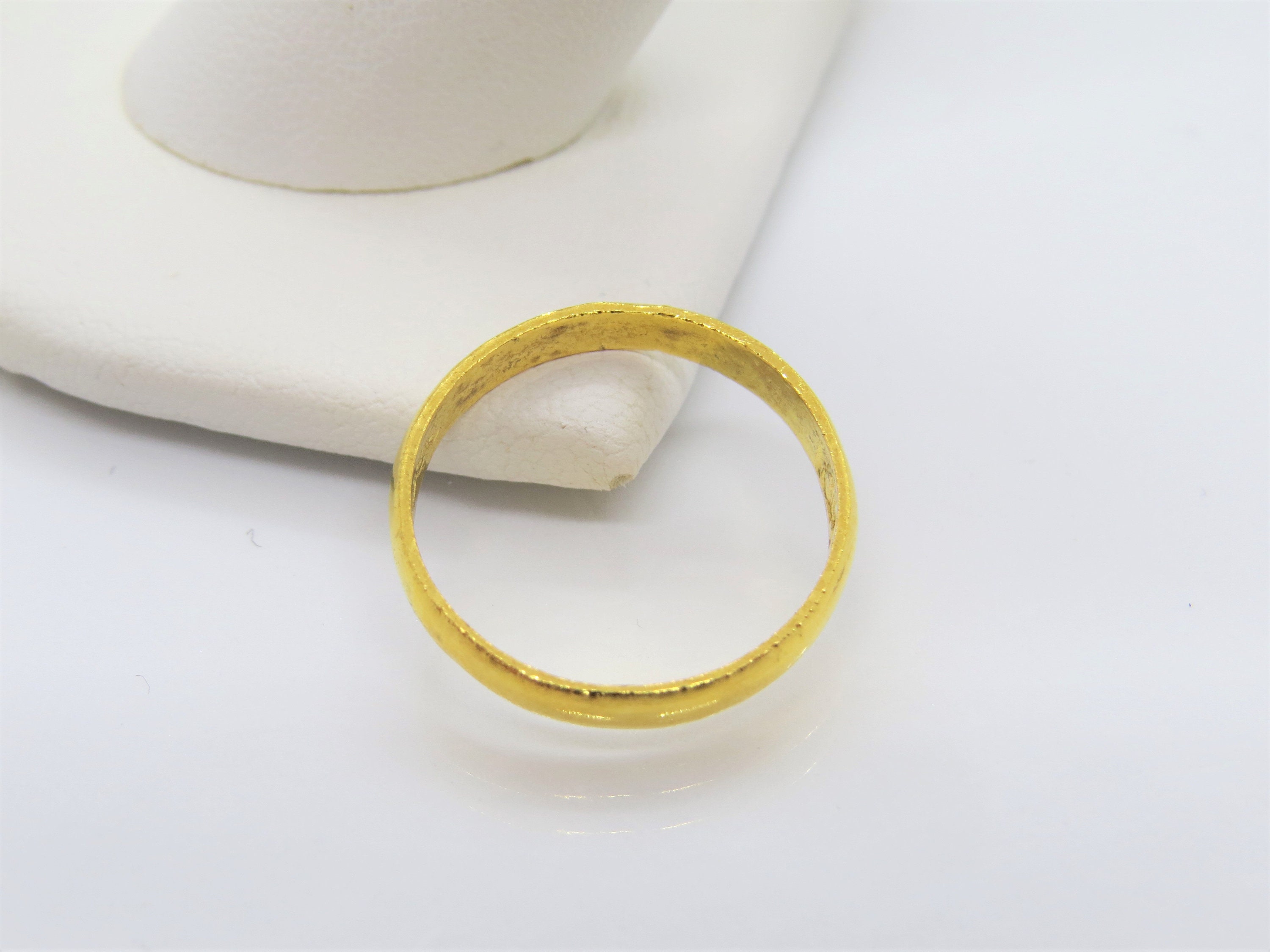 18k-24k Solid Yellow Gold Round Ring/ Thin 24k Gold Ring Stopper