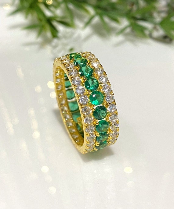 Vintage 15K 610 Solid Yellow Gold Emerald & White… - image 7