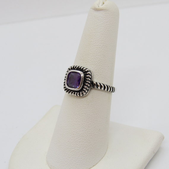 Vintage Sterling Silver Purple Amethyst Square Do… - image 6