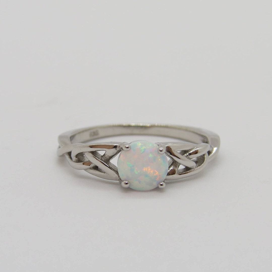 Vintage Celtic Sterling Silver White Opal Band Ring Size 7 - Etsy