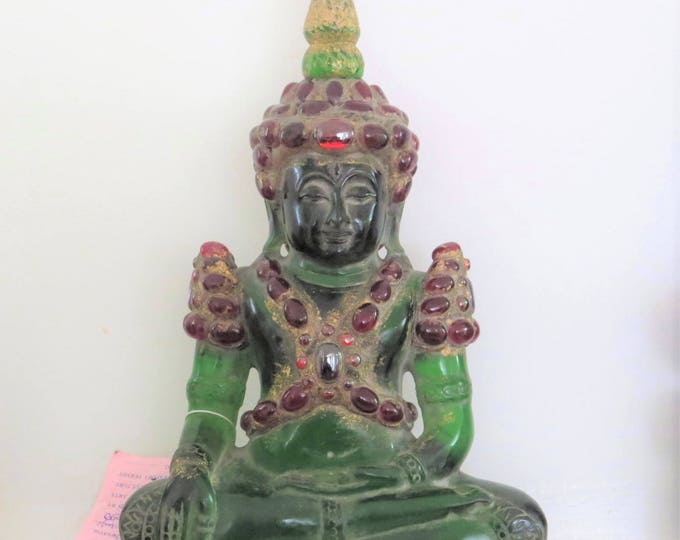 Antique Emerald 19th - 20th Century Carved Phra Hin Buddha Statue 3,514grams