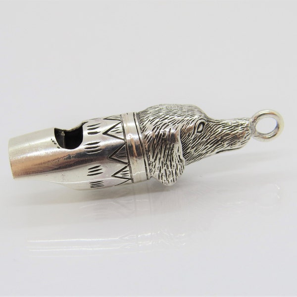 Vintage Sterling Silver Dog Whistle Charm Pendant