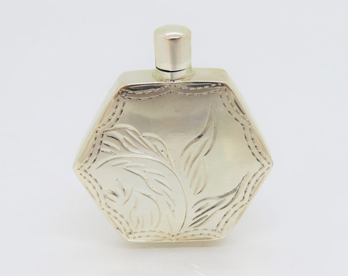 Vintage Sterling Silver Carved Perfume Bottle