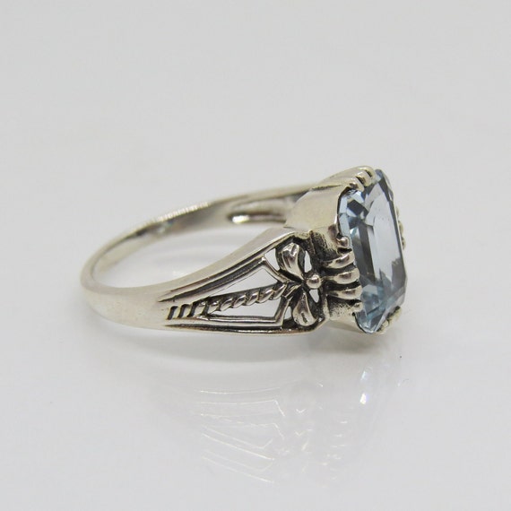 Vintage Sterling Silver Aquamarine Ring Size 9 - image 4