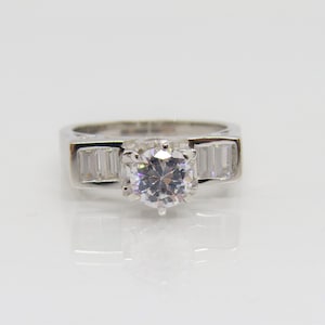 Vintage Sterling Silver White Topaz Engagement Ring Size 8