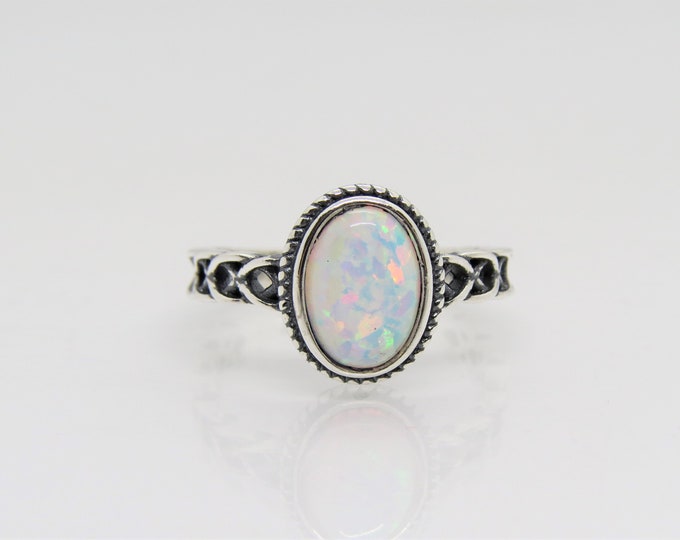 Vintage Sterling Silver Fire Opal Knot Ring Size 7