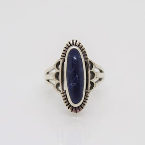Vintage Southwestern Sterling Silver Blue Cabochon Ring Size 7