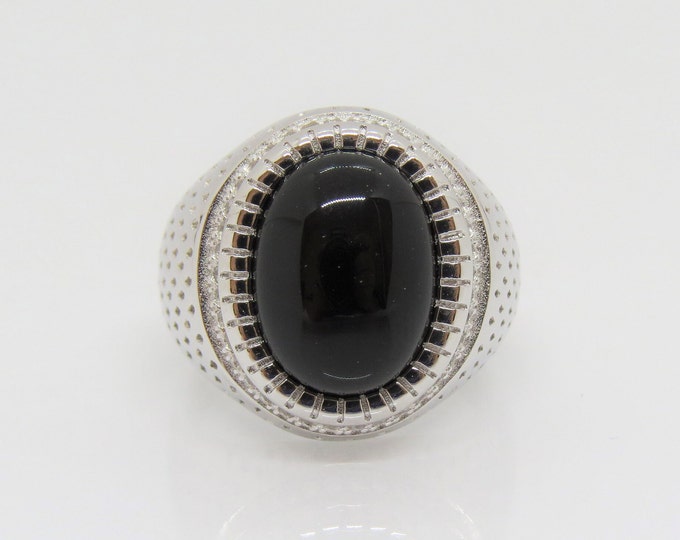 Vintage Sterling Silver Black Onyx Men's Ring Size 10