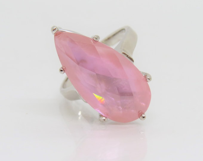 Vintage Sterling Silver Pink Topaz Ring Size 9