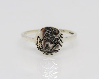Vintage sterlingsilverring i bergsstil, storlek 7