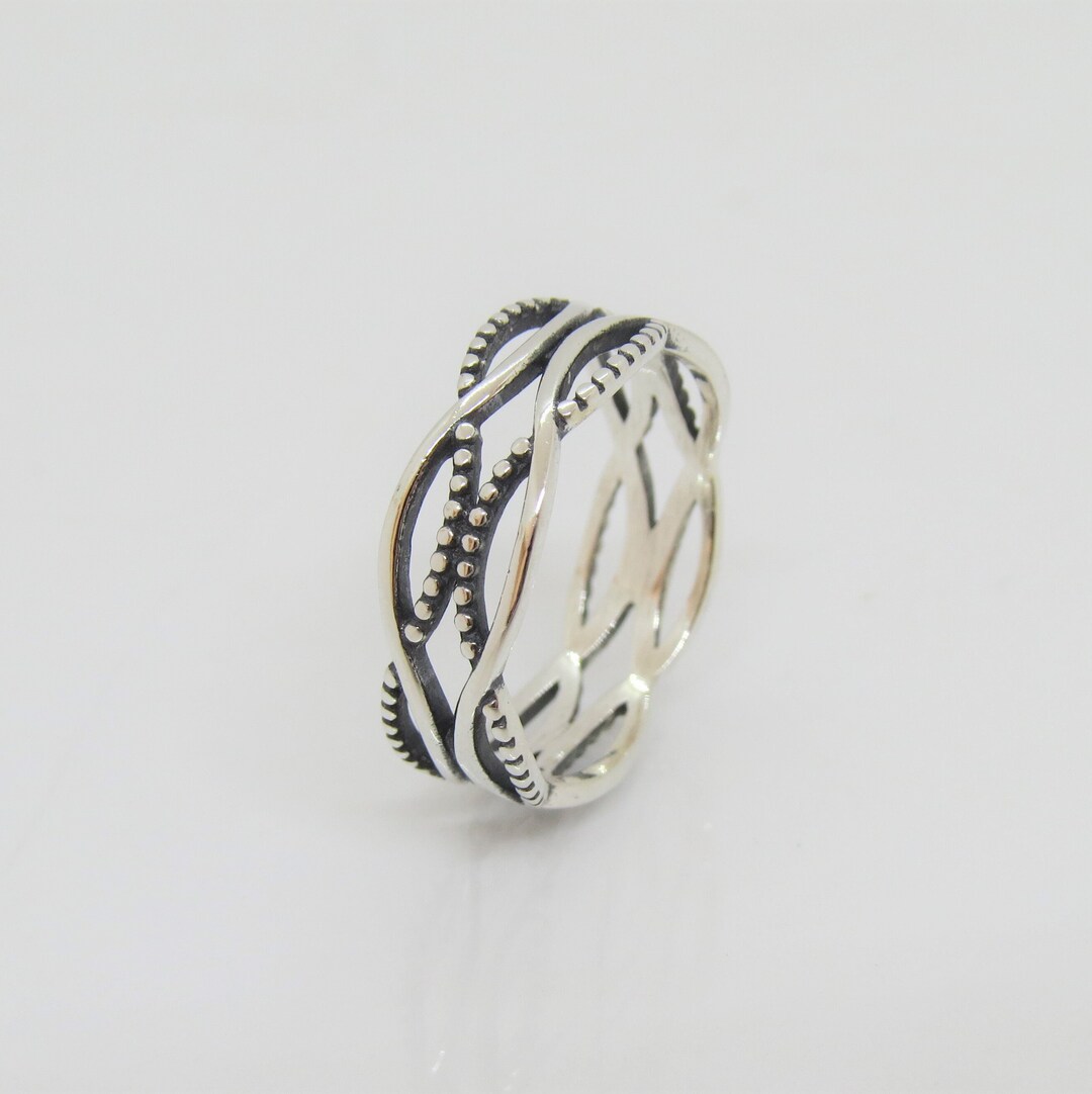 Unique Filigree Wirework Wide Band Sterling Silver Ring - Handcrafted, Sizes 5-13, Approx. 16mm Width - View #10