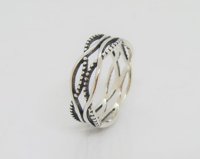 Sterling Silver Filigree Band Ring Size 7