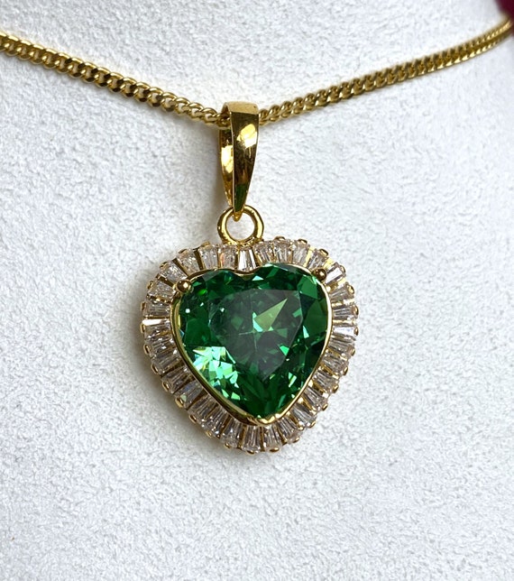 Vintage 15K 610 Solid Gold Emerald & White Topaz … - image 5