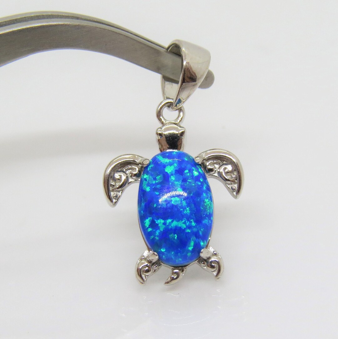 Turtle Shell Opal Vintage Sterling Silver Blue Opal Turtle Pendant - Etsy